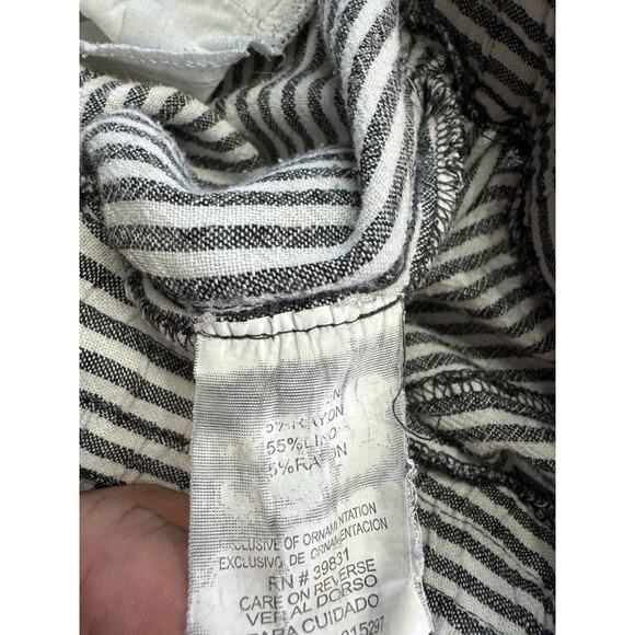 Rewind Pants Striped Linen Blend Wide Leg Raw Hem Drawstring Slash Pocket Size 7 - Picture 4 of 6